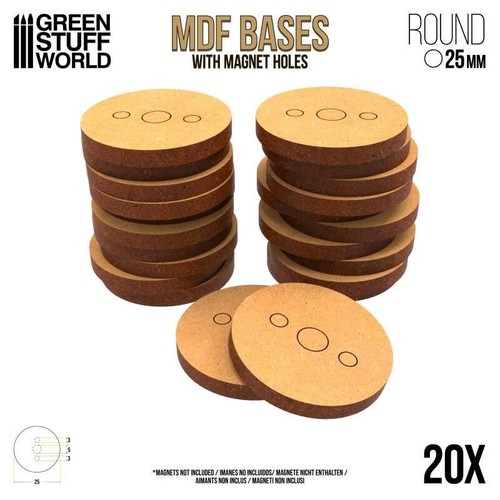 Socles rond 25mm - rond, mdf