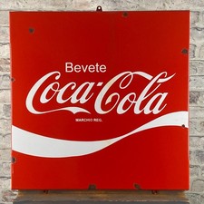 Plaque émaillée COCA-COLA 23,6x21,7x0,8" (60x55x2cm) décor publicitaire boiss...