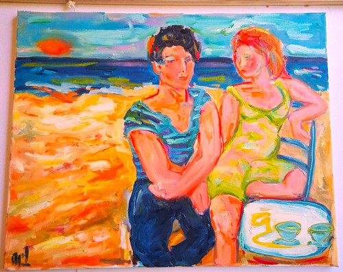 Peinture tableau bord de - peinture,
