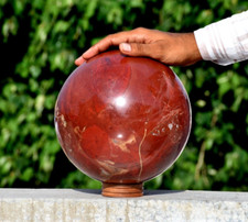 Grande boule de cristal chakra sphère de jaspe rouge 205 mm pierre de guériso...