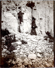 France, col des Chèvres, grimpeurs, 1907 Vintage silver print.  Tirage argenti
