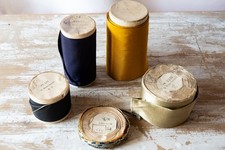 Lot of 5 rolls of antique silk and other haberdashery ribbons