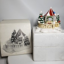 Christmas 1989 Dept 56 Original Snow Village Accessory "Village Gazebo," Trees