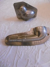 2 ANCIENS MOULES A CHOCOLAT     POUSSIN + PIPE