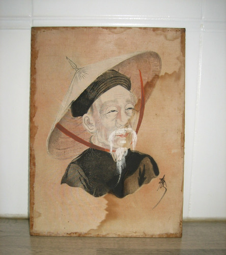 Ancienne peinture sur soie - ancienne,