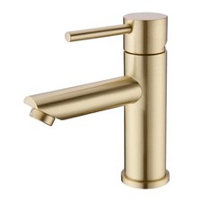 Gold Brushed Brass Single Lever Bathroom Mixer Faucet
