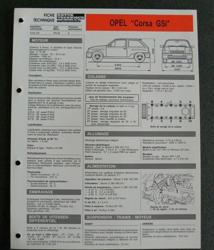 Fiche technique automobile