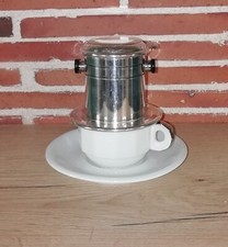 Rare Bistrot Coffee Cup, Art Deco Porcelain, and Silver Individual Filter
