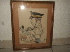 Cartoon drawing 1940, sold at the ""Saluden gallery"" Brest before bombing.