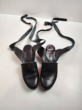 Trippen Wedge Leather Shoes Ankle Ballerina Strap Black Women's Size 40/ 9 US