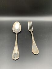 Christofle. Silver metal cutlery, ribbon net pattern.