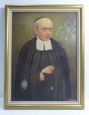 VINTAGE FRAMED PRINT SAINT MUTIEN-MARIE WIAUX SILVER MEDAL PENDANT V.DELMELLE