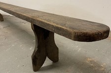 3m Grand Banc Bois Art Populaire Table de Ferme Monacale Primitif Chaise