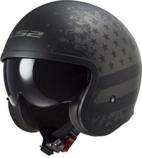 Casque De Moto LS2 OF599 Spitfire II Drapeau Noir (Mat Noir/Gris) Taille: M (57)