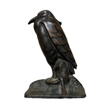 Antique Cast Iron Doorstop Heron Standing Albany Foundry Co. Bronze Finish Heavy