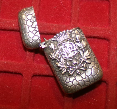 Antique matchbox metal pyrogen - matchbox,
