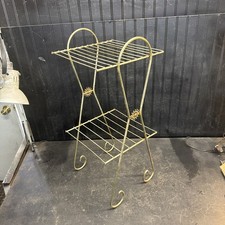 Vintage MCM Gold Tone Metal Two-Tier Side Table Atomic Design 25in x 11in x 12in