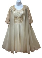 Vintage Vanity Fair 2pc Peignoir Double Layer Chiffon Full Sweep Nylon Size 32