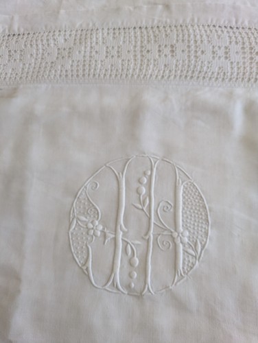 Grand drap ancien lin 3 - drap, 2m/3