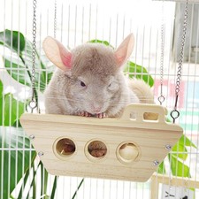 Hamac En Bois pour Chinchilla, Jouet pour Cage à Hamster, Lapin, Souris,