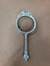 MIROIR A MAIN EN METAL ARGENTE