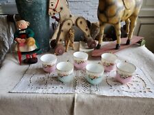 6 ANCIENNES TASSES A CAFE PORCELAINE FINE DECOR FLORAL  H. PERIER RUE DE RIVOLI