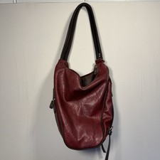 Mouflon Convertible Hobo Backpack Cherry Red Leather Vintage 90s Y2K Chic Fall