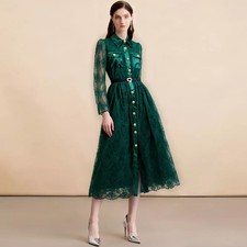 Robe Élégante Verte Longue