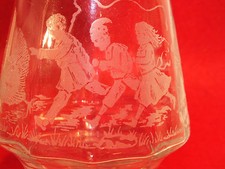 ANTIQUE CHILDREN FOLLOWING THE TURKEY ALCOHOL DECANTER - rotating decor