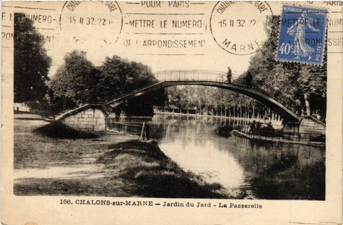 Cpa chalons sur - -, jardin