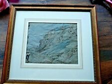 INK DRAWING ON GREY/BLUE PAPER DATE AND SIGN  