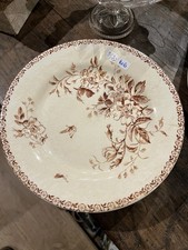 6 Assiettes Terre De Fer Modèle Mai Couleur Sépia Gien