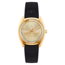 Adidas Originals Édition Un – Montre Noire/Or Avec Logo Trefoil (AOFH22513)