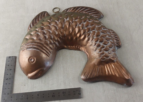 Ancien moule poisson cuivre - moule,