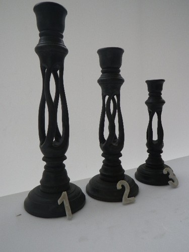 Bougeoir bois noir ref 1 - bougeoir,