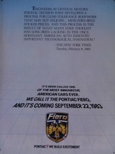 1984 Pontiac Fiero Vintage  It's Coming 9 22 1983 Original Print Ad 8.5 x 11"