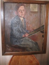 Adolescent. Grande huile sur toile 73x60cm. Ecole de Paris, peintre juif?