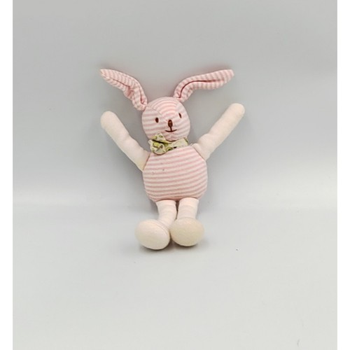 Mini doudou lapin rose - , rayé