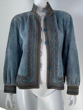 Vintage Saint Laurent Rive Gauche Blue Suede Jacket Size FR38