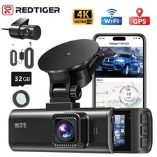 4K Dashcam REDTIGER  vorne und hinten mit Hardwire-Kit und polarisierender Linse