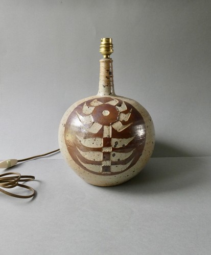 Grande lampe grès - lampe, signé