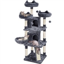 Grand Arbre a Chat avec Griffoir Arbre à Gratter Tour de Jeux 174 cm Gris Foncé