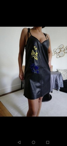 Robe noire simili - noire, cuir