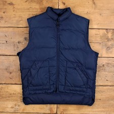 Vintage Schott Outdoor Gilet L 80s Down Puffer Vest Talon Zip Blue