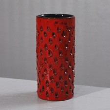 Fratelli Fanciullacci vase roll called "strawberry" red & black design Italy 1950s