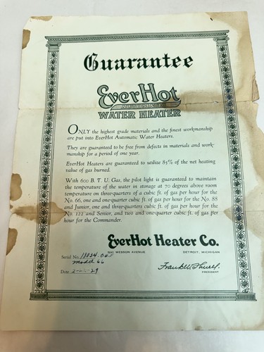 Everhot water heater guarantee - water,
