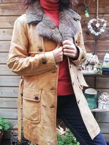 Manteau cuir fourrure - en, et