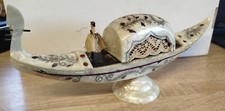 Antique Souvenir Venice Gondola - Cigarette Box - Mother of Pearl and Inlays