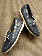 SEBAGO DOCKSIDES PORTLAND NAVY LEATHER RUBBER-SOLED DECK SHOES 7.5UK-41.5EU-8USM