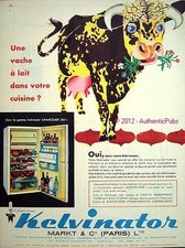 ADVERTISEMENT REFRIGERATOR FRIDGE KELVINATOR CHANCELLOR MILK COW 1960 ADVERT
